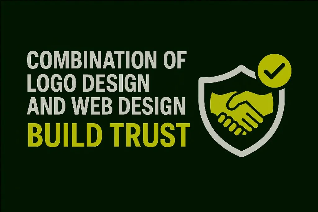 Thumbnail illustrating how combining logo design and web design builds customer trust, represented by a handshake inside a shield.
