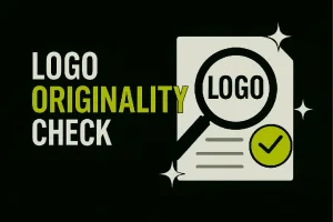 Illustration conveying the concept of verifying the originality of a logo design to ensure it is unique and not copied