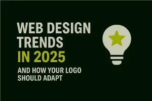 Minimalist thumbnail with bold text highlighting 'Web Design Trends 2025' and 'Logo Adaptation,