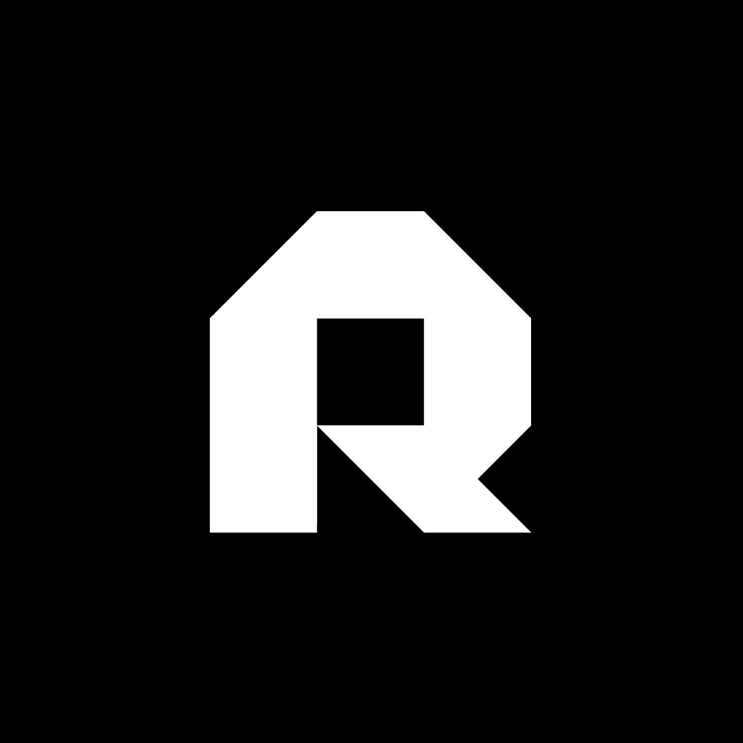 Bold R Logo on Dark Background